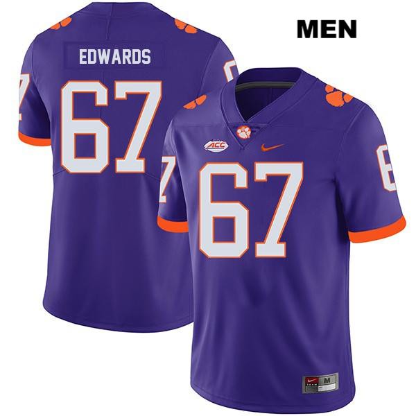 Men's Clemson Tigers #67 Will Edwards Stitched Purple Legend Authentic Nike NCAA College Football Jersey FBX8746OP
